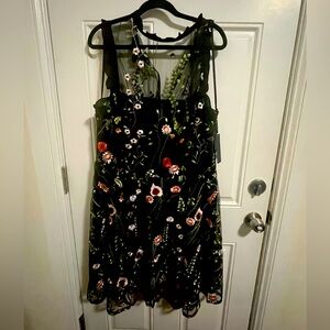 NWT City Studio, created for Macy's embroidered flower black dress Size 22W